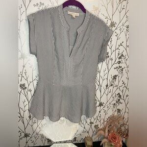 Tj maxx grey/white striped blouse, size L